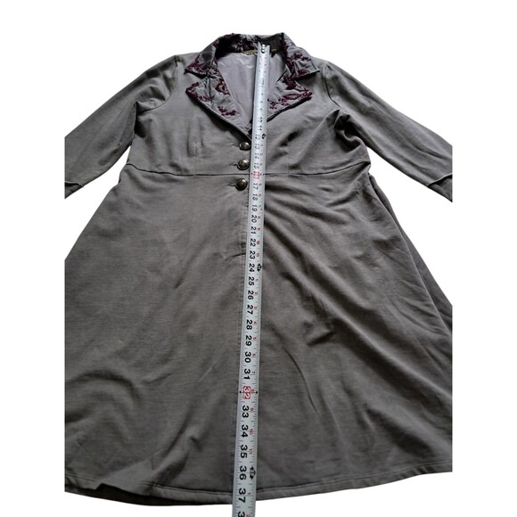 Soft Surroundings Long Jacket Womens Medium Gray Purple Grandeur Embroidery Boho - Picture 15 of 15